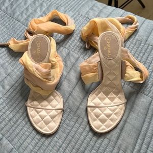 Chanel silk strap sandals